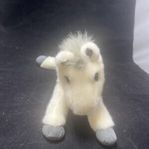 2006 BREYER Plush Cream Plush Horse with Gray Mane Laying Down Stuffed Toy
